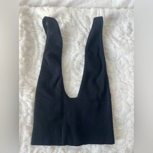 Free People Black Deep Neck Tank Top